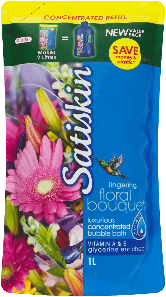 Satiskin Lingering Floral Bouquet Concentrated Bubble Bath Refill 1L