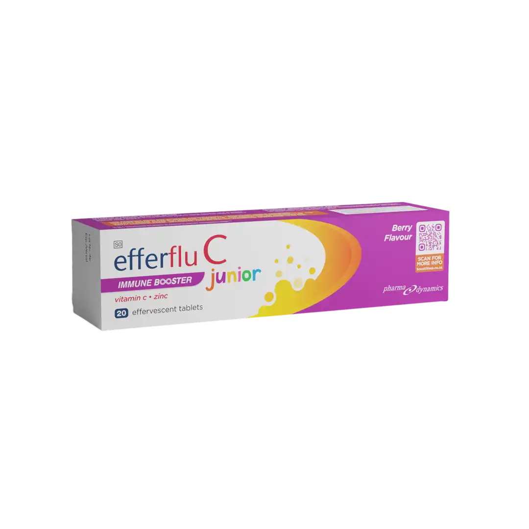 Front of Efferflu C Immune Booster Junior Berry Flavour effervescent tablets, 20's