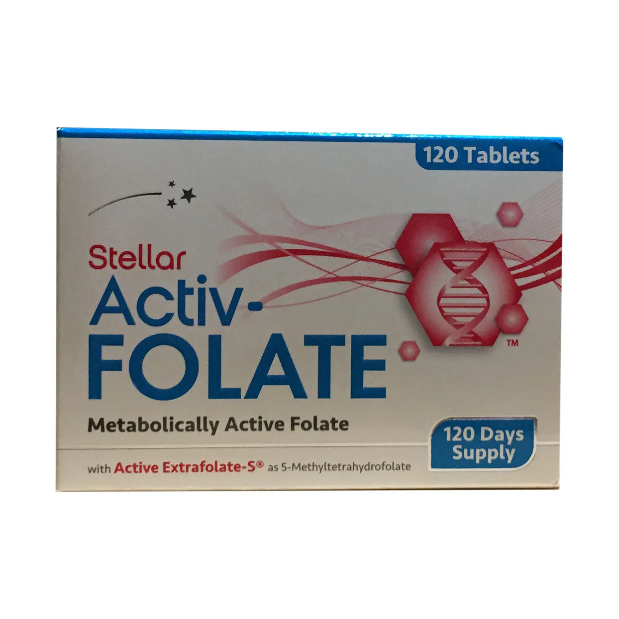 Front of Stellar Activ-Folate 120 Tablets box