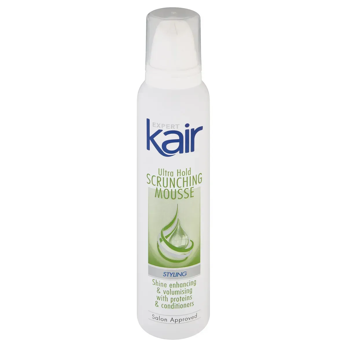 Front of Kair Expert Ultra Hold Scrunching Mousse 150 ml can on white background