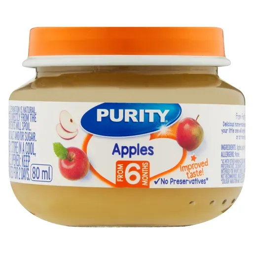 Front of Purity Apples baby food jar 80 ml