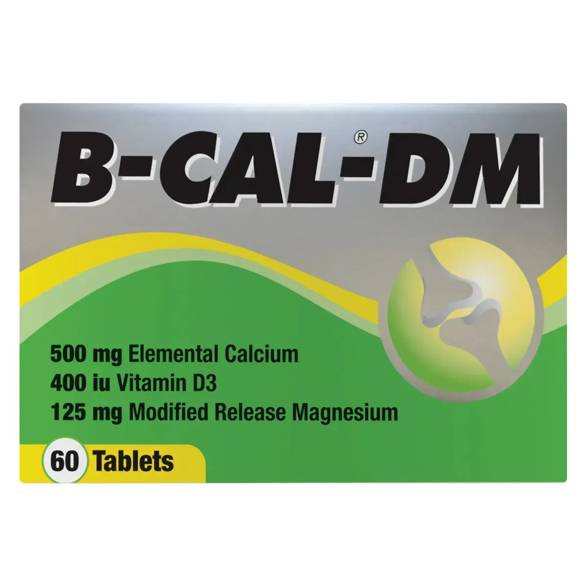 Front of Inova B-CAL-DM 500mg Elemental Calcium tablets, 60 tablets box