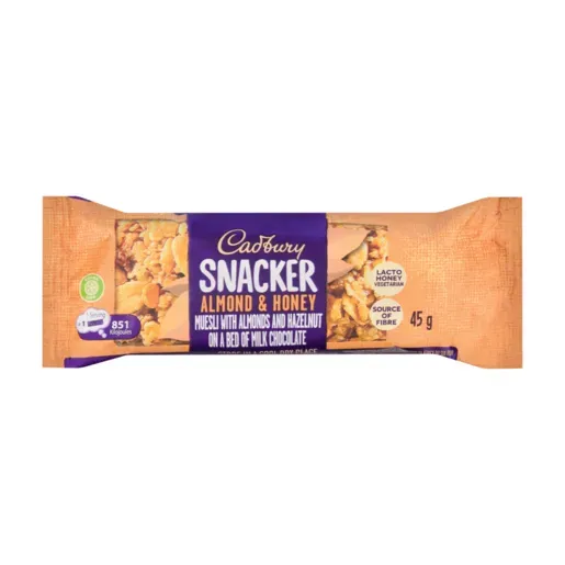 Front of Cadbury Snacker Almond and Honey 45g bar