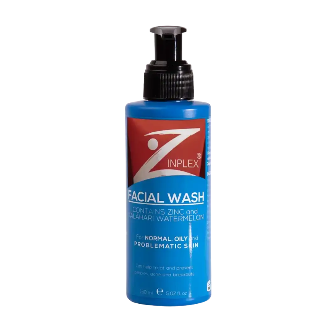 Front of Zinplex Facial Wash 150 ml bottle on white background