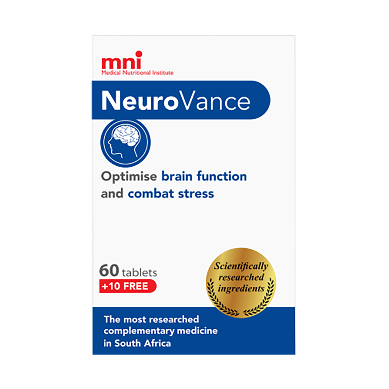 Front of MNI NeuroVance 60 Tablets + 10 Free box