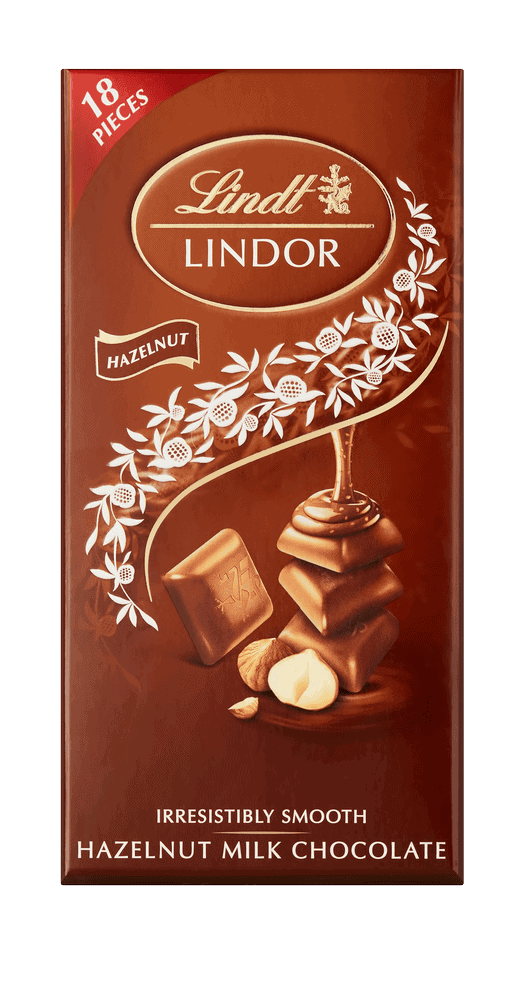 Lindt LINDOR Hazelnut Chocolate Singles 100g