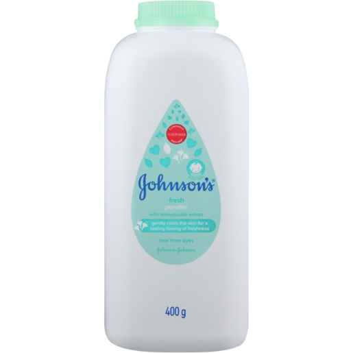 Front of Johnson's Baby Fresh Powder 400 g bottle