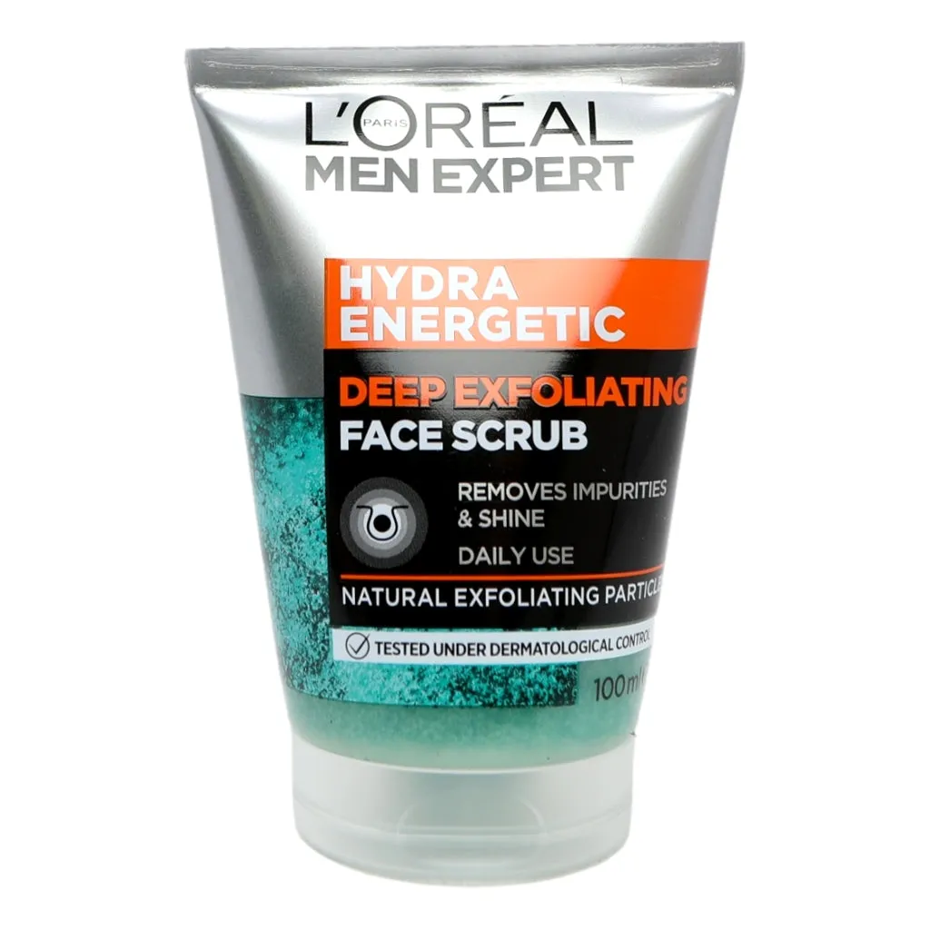 Front of L'Oréal Men Expert Hydra Energetic Deep Exfoliating Face Scrub 100ml tube