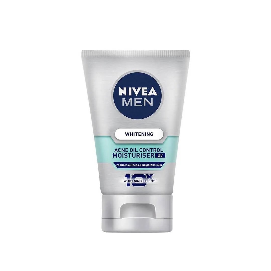 Front of Nivea Men Acne Oil Control Moisturiser UV tube, 50ml