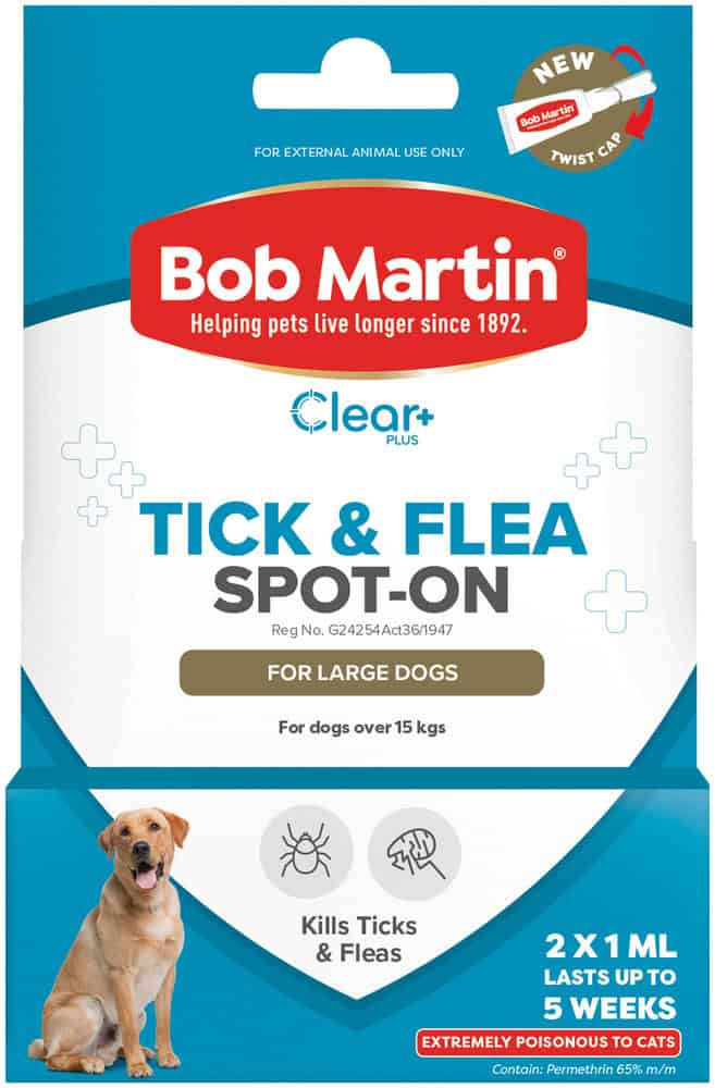 Bob Martin Clear Plus Tick & Flea Spot-On for Dogs 2 x 1ml