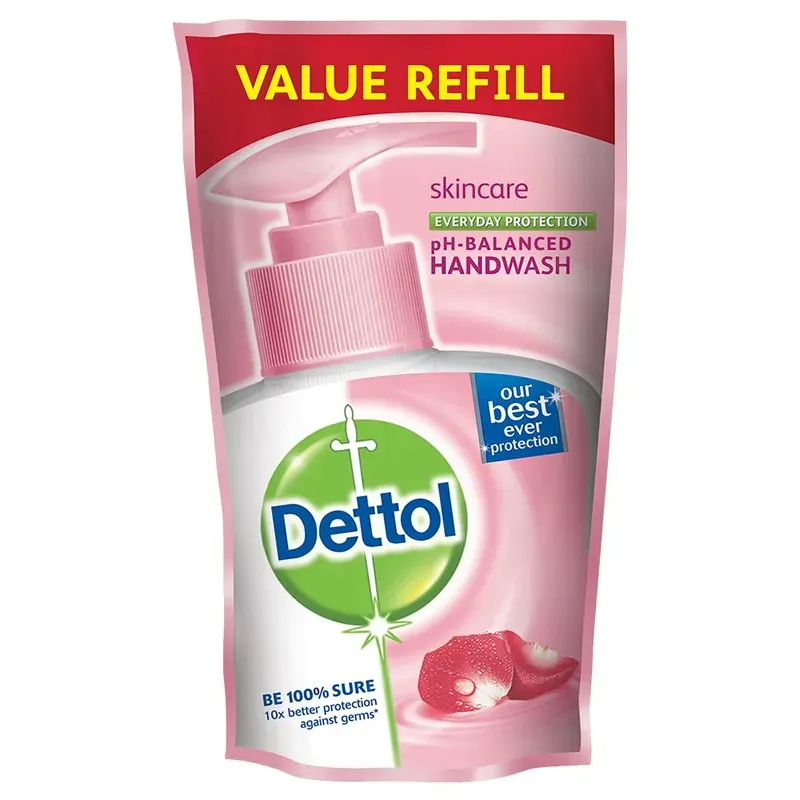 Front of Dettol Skincare pH-Balanced Handwash Value Refill pouch 200 ml
