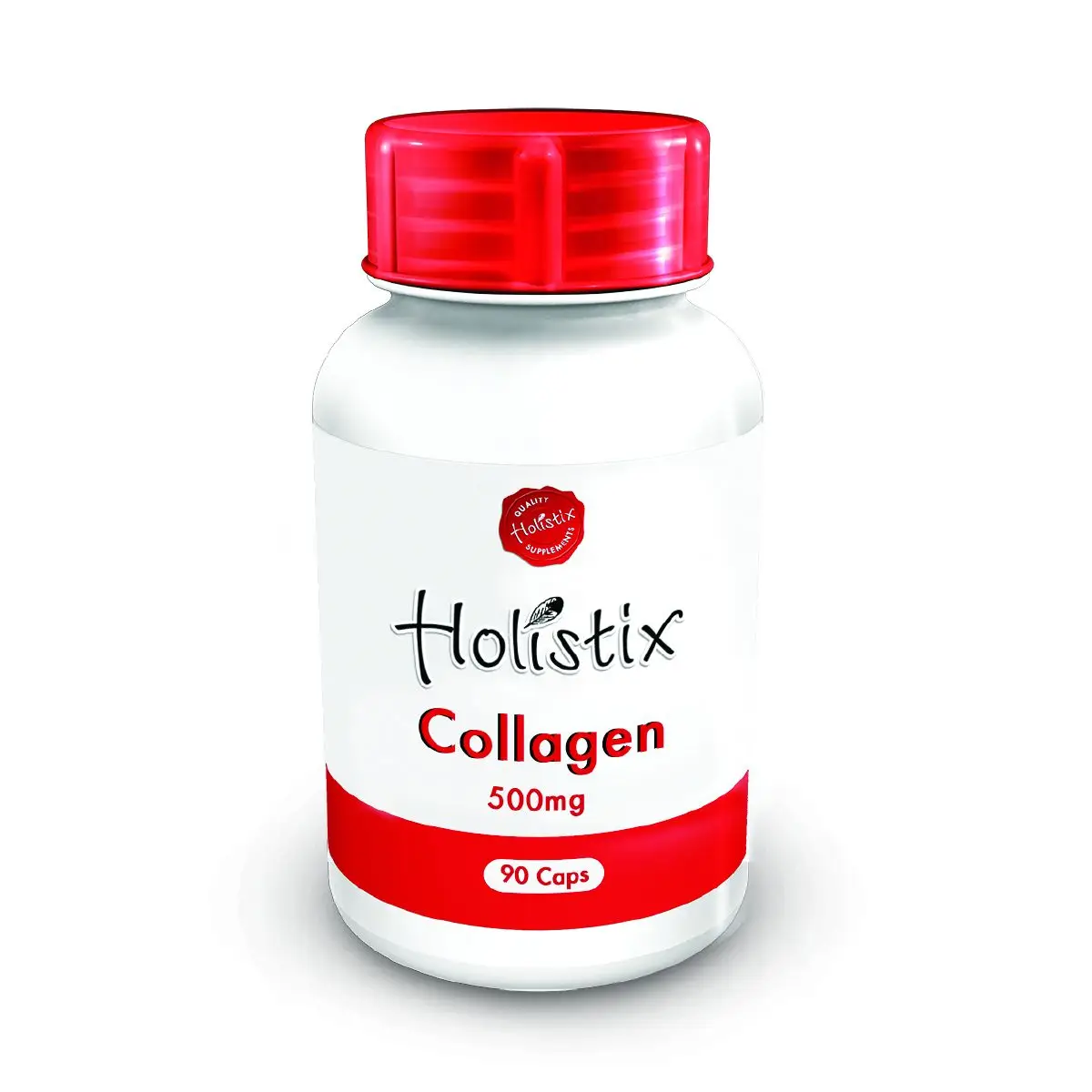 Front of Holistix Collagen 500mg 90 Caps bottle on white background