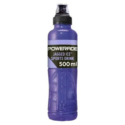 Front of Powerade Jagged Ice Sports Drink 500 ml bottle