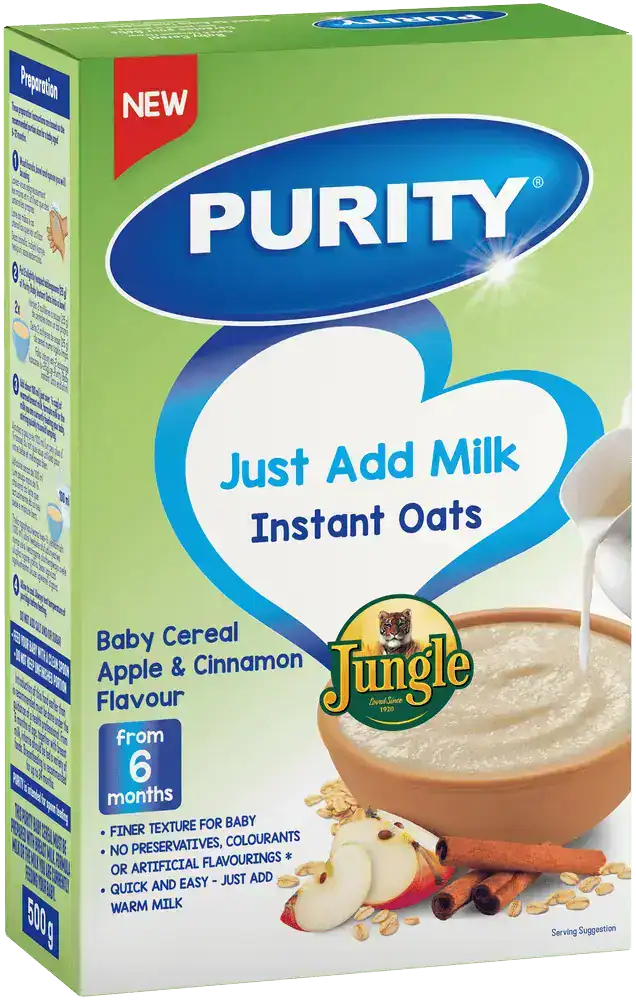 Purity From 6 Months Apple & Cinnamon Flavoured Instant Jungle Oats Baby Cereal 500g