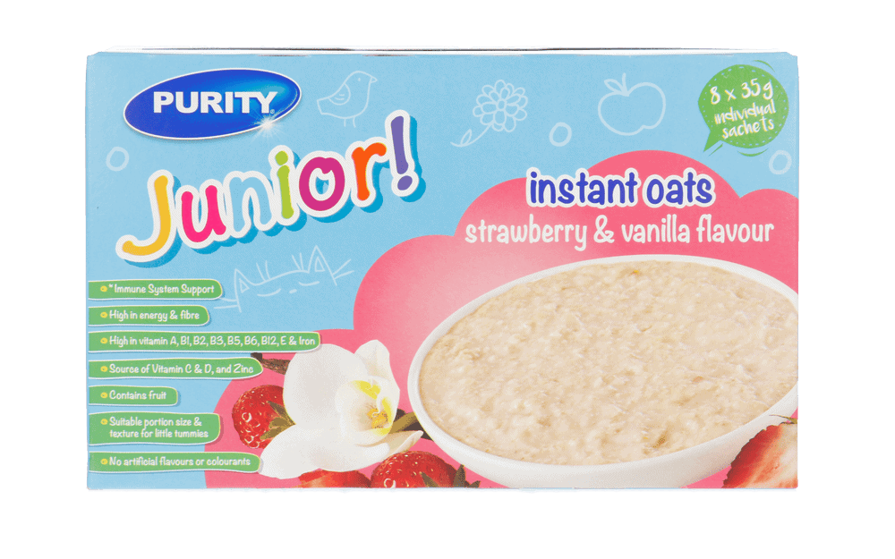 Purity Junior Strawberry & Vanilla Flavour Instant Oats 8 x 35g 35g