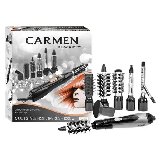 Carmen Black Edition Multi Style Hot Airbrush 1000W set box with brush attachments