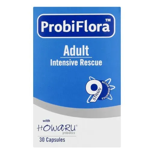 Front of Adcock Ingram ProbiFlora Adult Intensive Rescue 9-Strain 30 capsules box