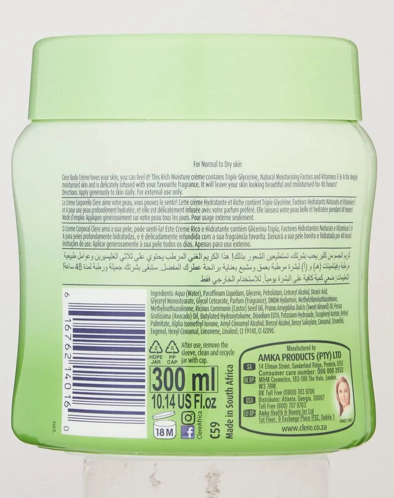 Clere Avocado Milk Body Crème 300ml