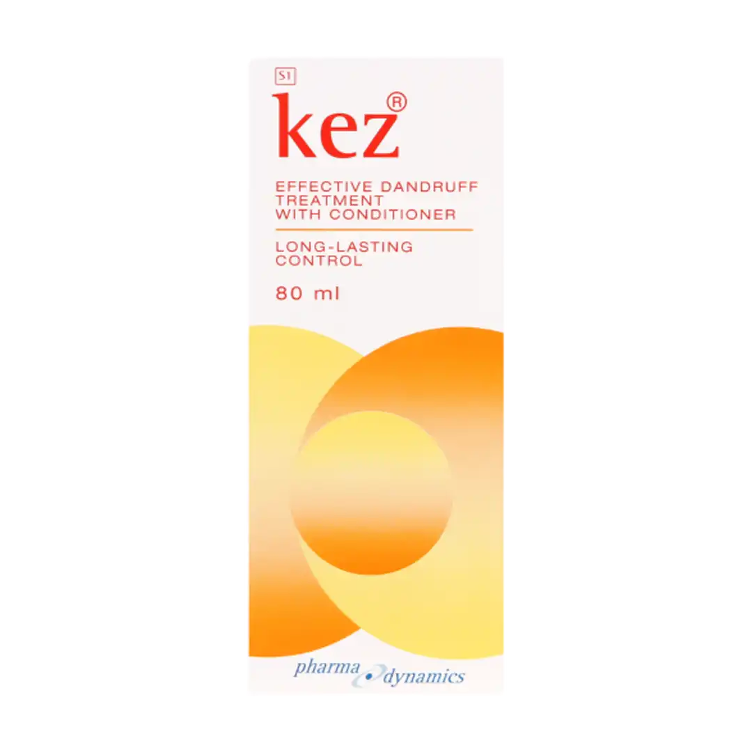 Front of Kez Shampoo (Dandruff Treatment with Conditioner) 80 ml box, Pharma Dynamics