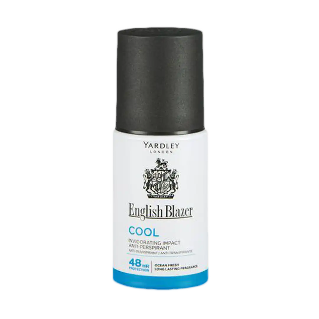 Front of Yardley English Blazer Cool Roll-On Anti-Perspirant 50ml bottle