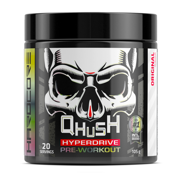 Front of USN QHUSH Hyperdrive Pre-Workout Original 105g tub