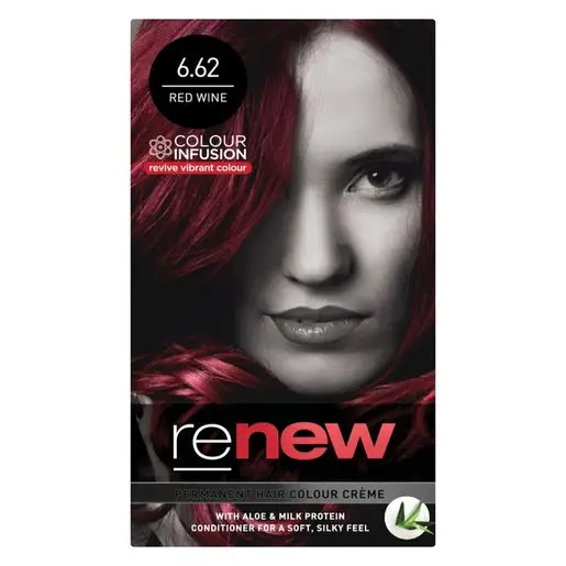 Front of Renew Permanent Hair Colour Créme 6.62 Red Wine box, 50 ml