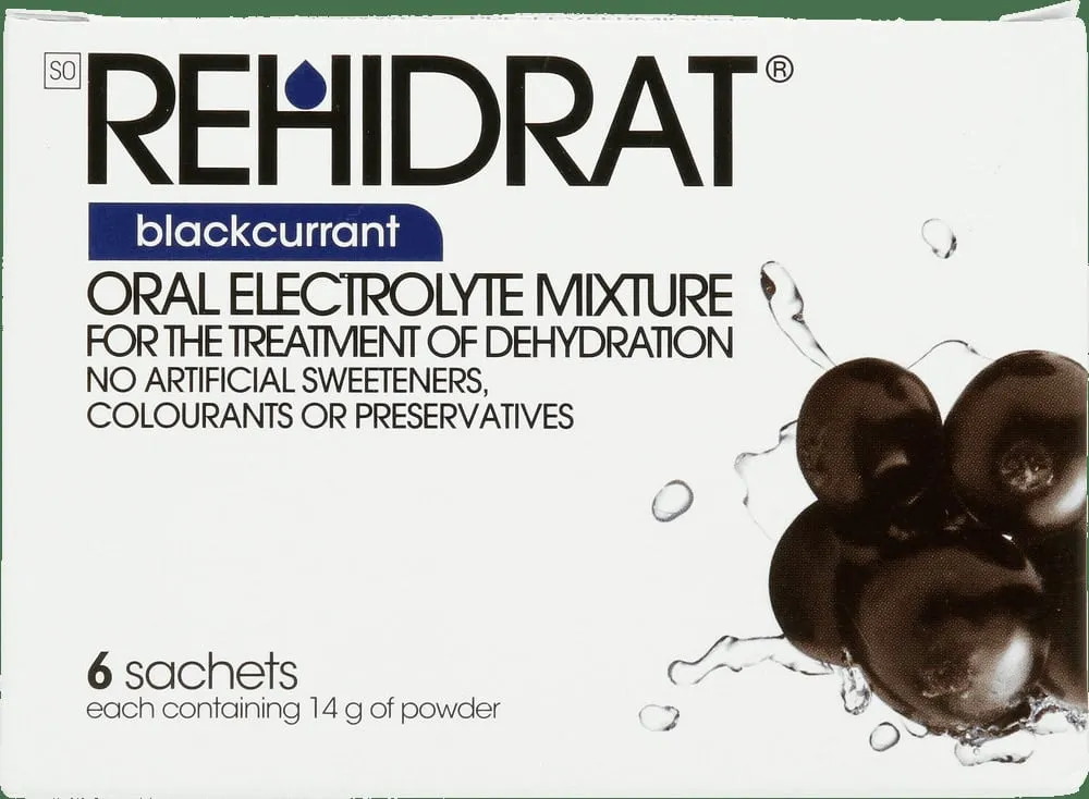 Rehidrat Blackcurrant Oral Electrolyte Mixture 6 x 14g