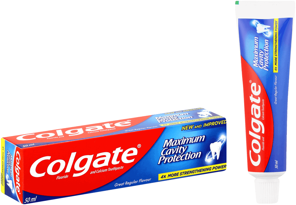 Colgate Maximum Cavity Protection Original toothpaste 50 ml box and tube