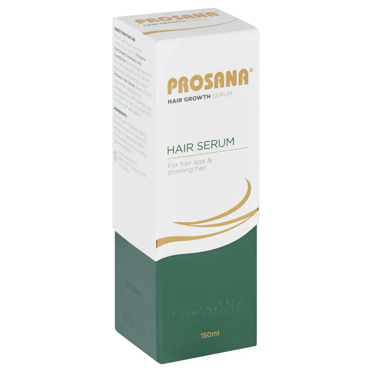 Angled view of Prosana Hair Growth Serum box, 150 ml