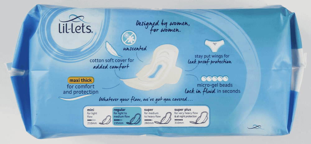 Lil-lets Regular Unscented Maxi Thick Sanitary Pads 20pk
