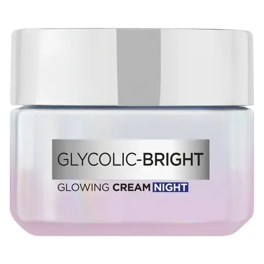 Front of L'Oréal Paris Glycolic-Bright Glowing Night Cream jar 50 ml