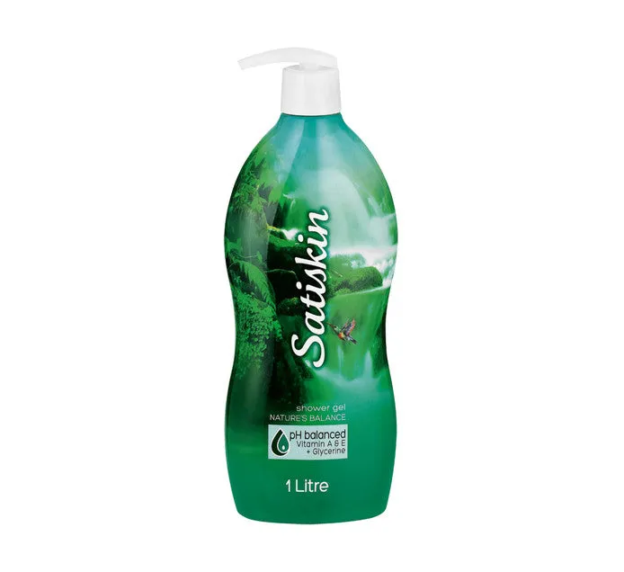 Front of Satiskin Shower Gel Nature's Balance 1L pump bottle