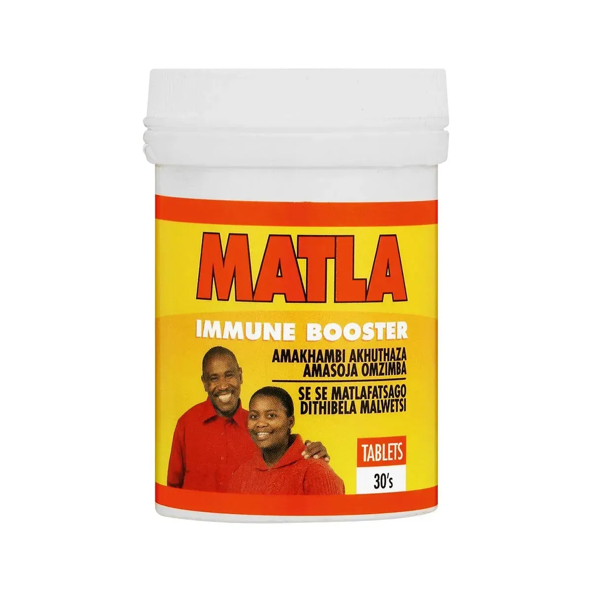 Front of Nativa Matla Immune Booster Tablets 30's tub on white background