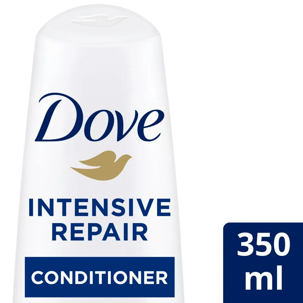 Close-up label of Dove Intensive Repair Conditioner 350 ml showing pack size