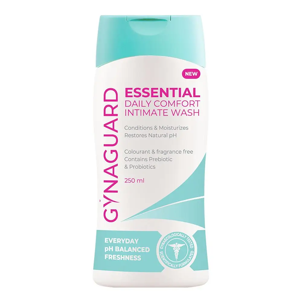 Front of GynaGuard Essential Daily Comfort Intimate Wash 250 ml bottle