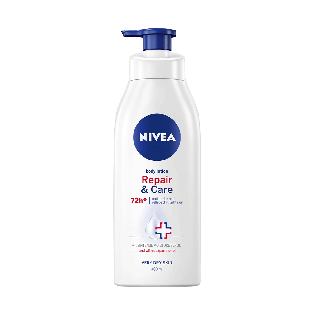 Front of Nivea Repair & Care Body Lotion 400 ml pump bottle