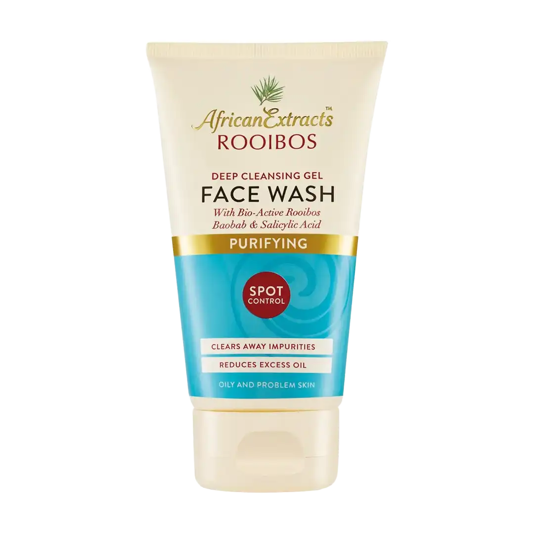 Front of African Extracts Rooibos Purifying Spot Control Face Wash 150ml tube