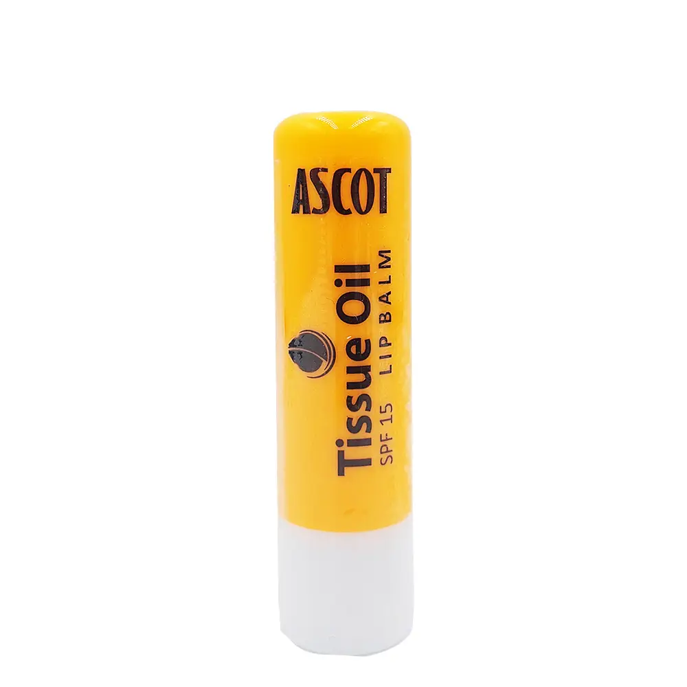 Front of Ascot Tissue Oil Lip Balm SPF15 stick