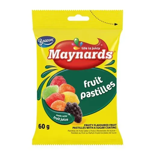 Front of Beacon Maynards Fruit Pastilles 60 g bag