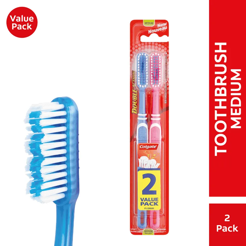 Colgate Double Action Medium Toothbrush 2pk