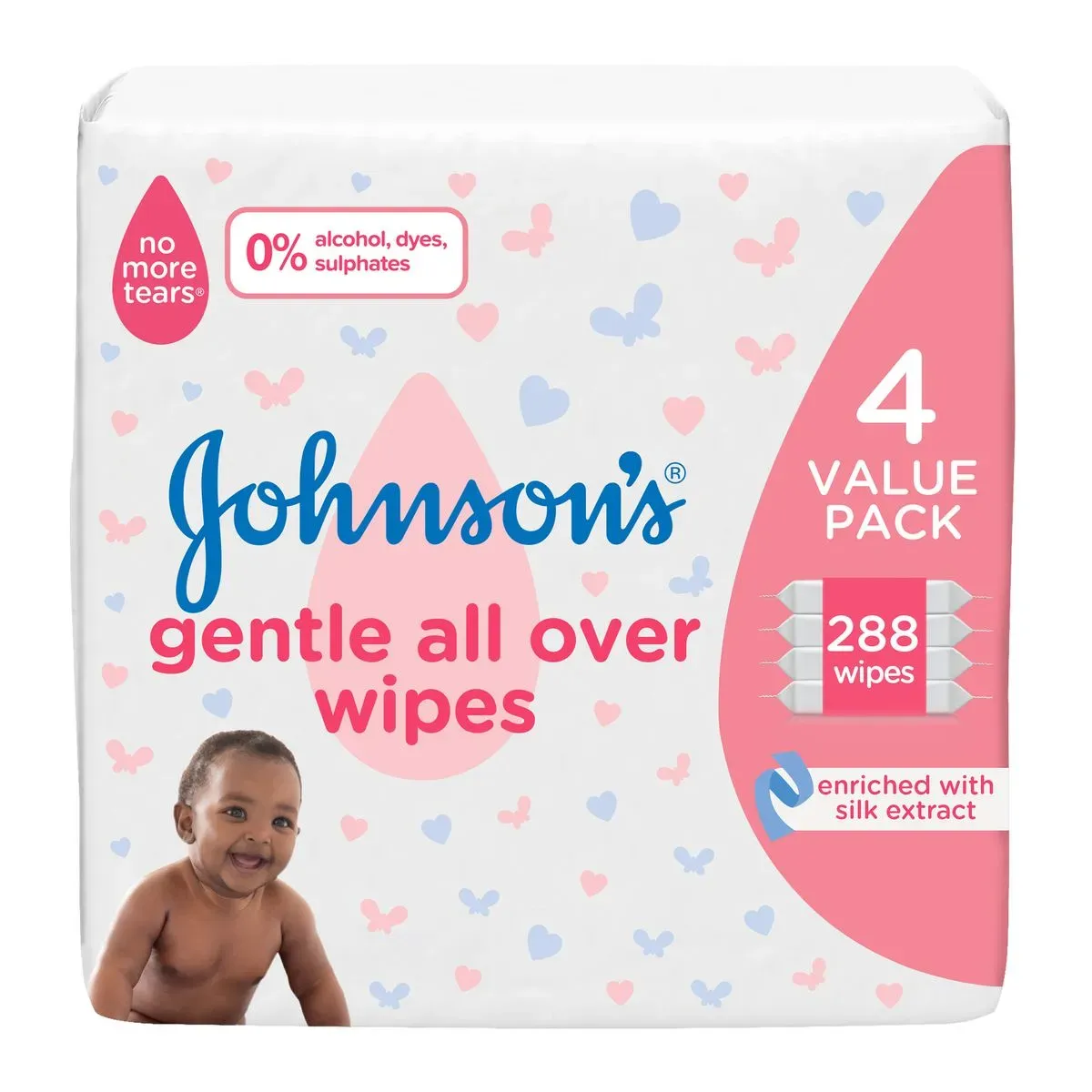 Front of Johnson's Baby Gentle All Over Wipes Value Pack 288 wipes