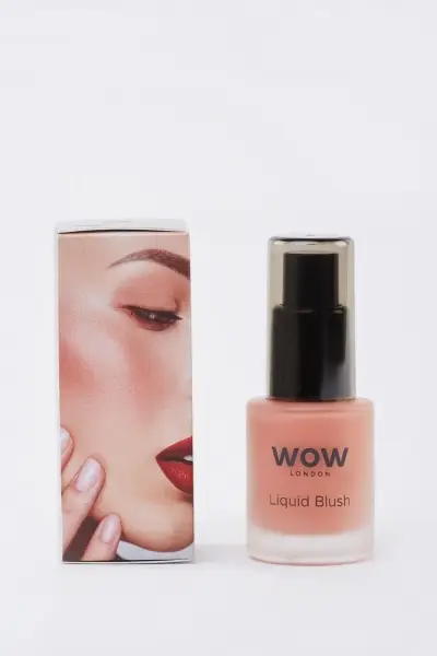 Front of WOW London Liquid Blush 04 Cameo bottle and box