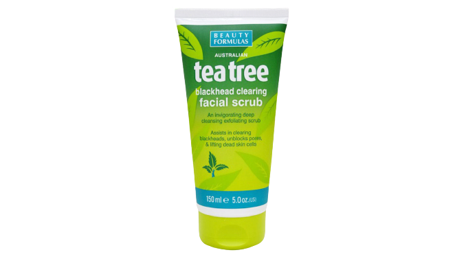 Front of Beauty Formulas Australian Tea Tree Blackhead Clearing Facial Scrub 150ml tube