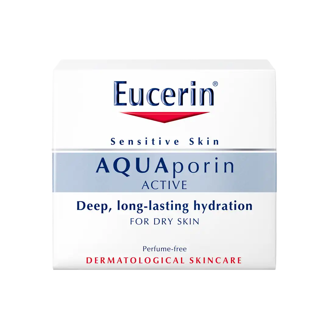Front of Eucerin Aquaporin Active Dry Skin cream box, 50 ml