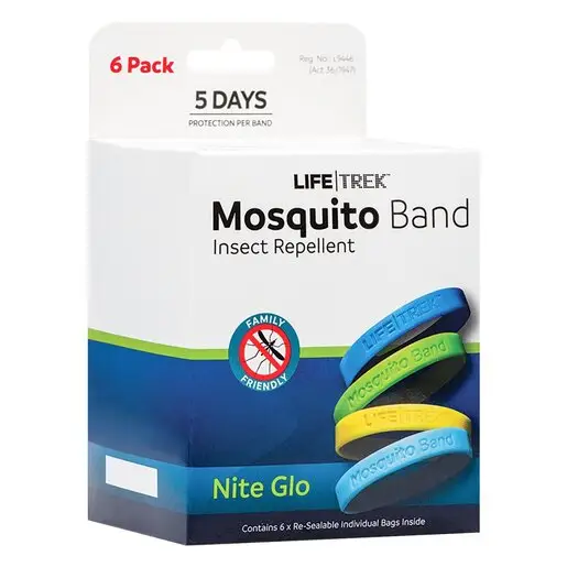 Front of Lifetrek Mosquito Band Insect Repellent Nite Glo 6 Pack box