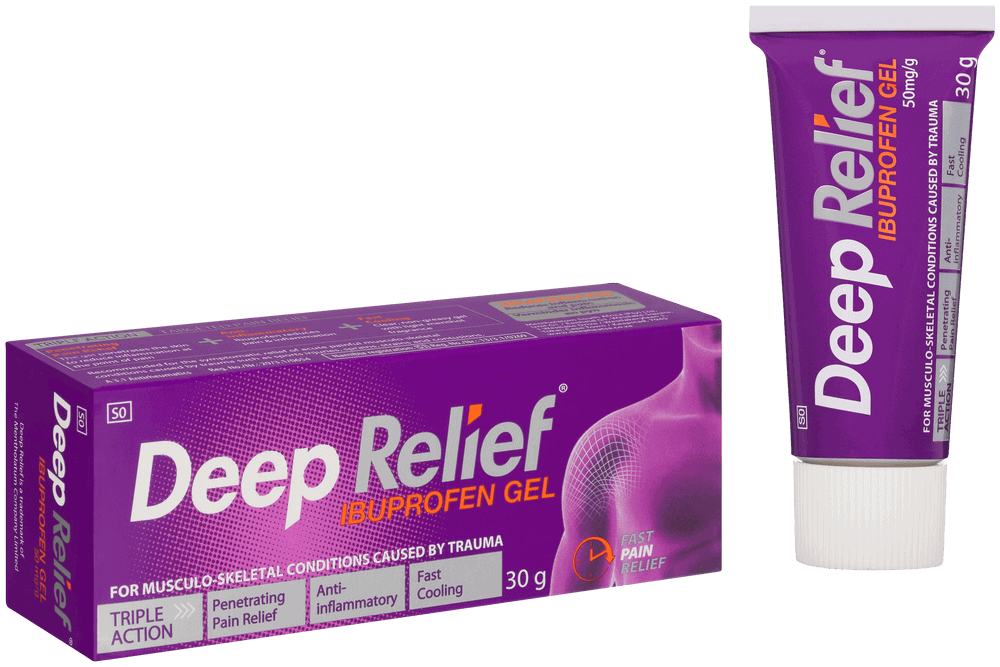 Deep Relief Ibuprofen Gel 30g box and tube