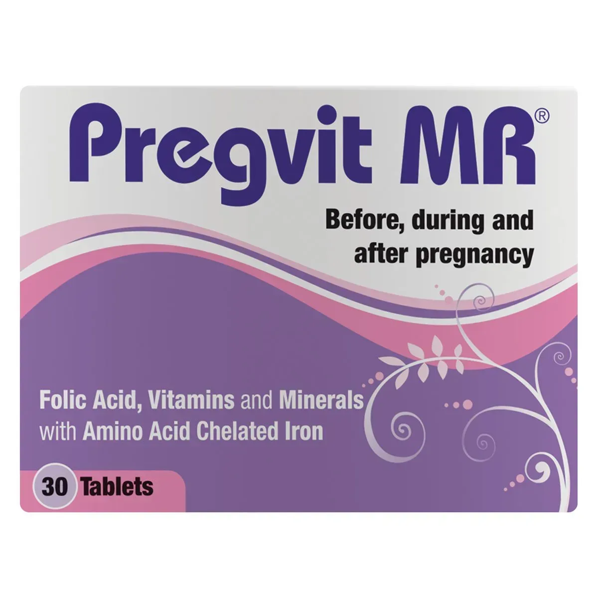 Front of Pregvit MR 30 Tablets pack
