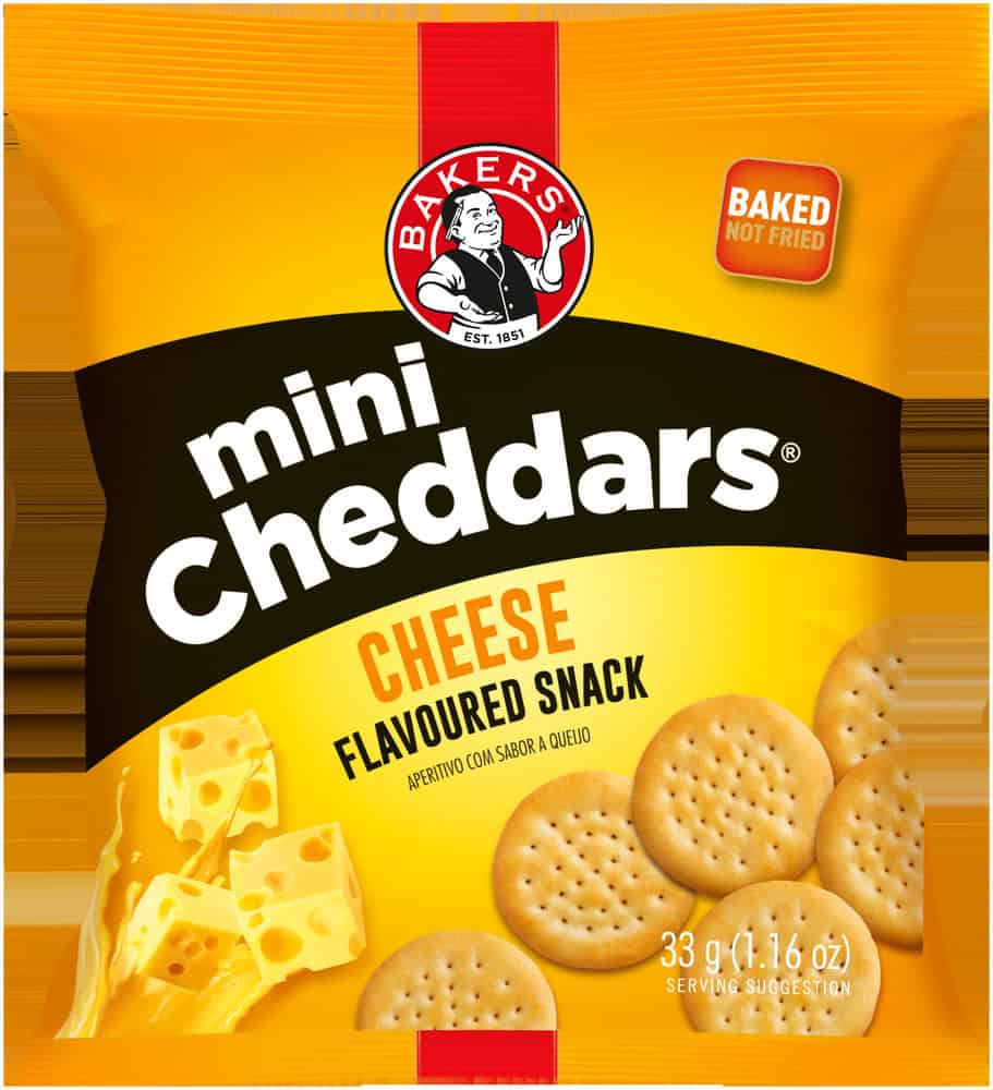 Bakers Mini Cheddars Cheese Flavoured Cheesy Cheddar Snack 33g