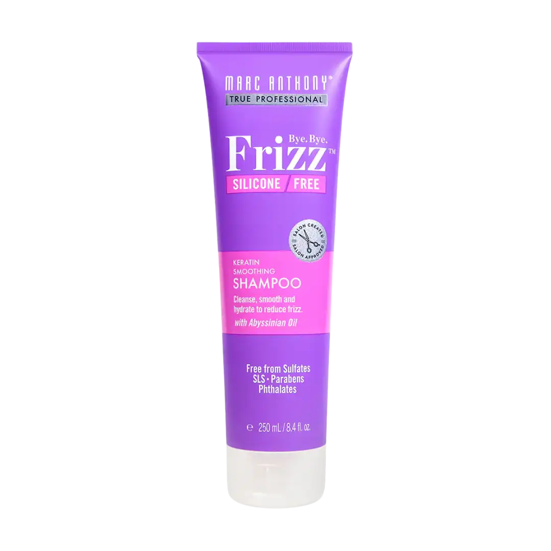 Front of Marc Anthony Bye Bye Frizz Keratin Smoothing Shampoo 250ml tube