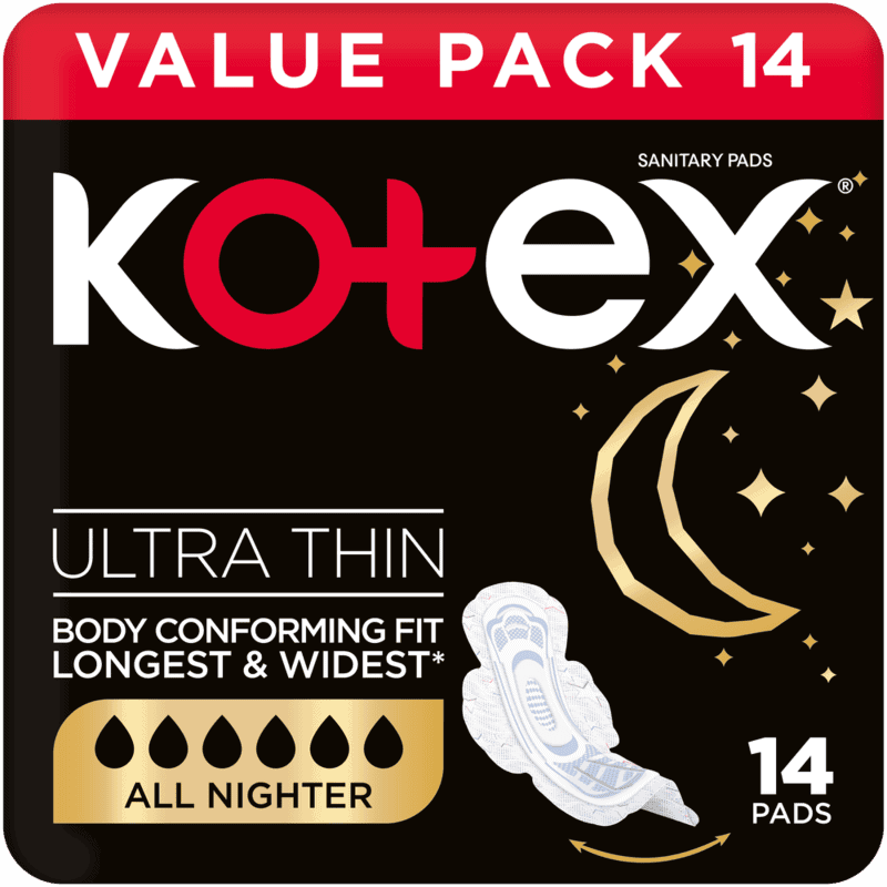 Kotex All Nighter Ultra Thin Sanitary Pads with Wings 14pk